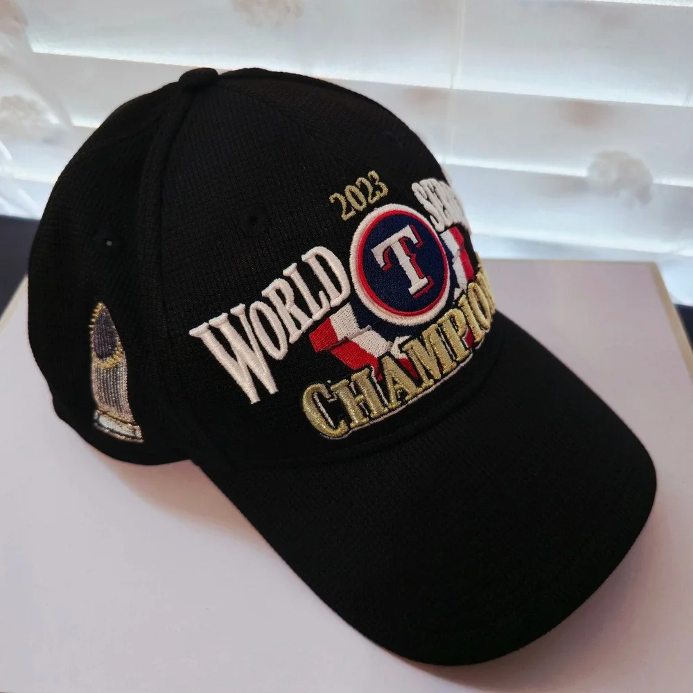 New Era Texas Rangers 2023 World Series Champions Hat 9FORTY Snapback Black MLB